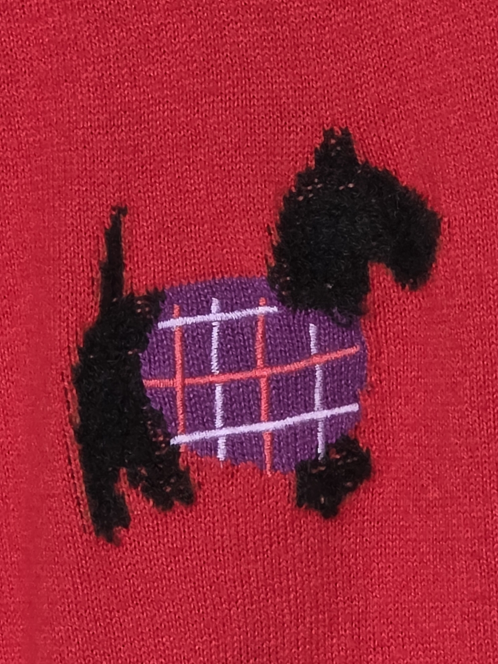 Talbots Red Black Scottie Dog Plaid Sweater Cashmere Blend Women’s XL - Picture 8 of 16